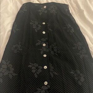 Liz Claiborne Black Floral Maxi Skirt with Buttons